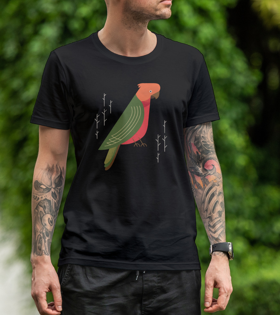 Hello Australian King Parrot With Minimalist Forest Branches T-Shirt