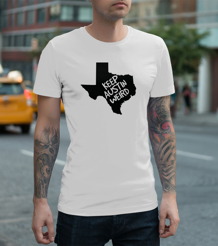Keep Austin Weird Texas State Shape T-Shirt