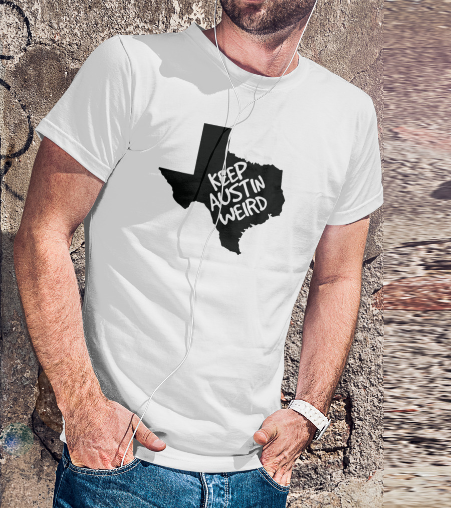 Keep Austin Weird Texas State Shape T-Shirt