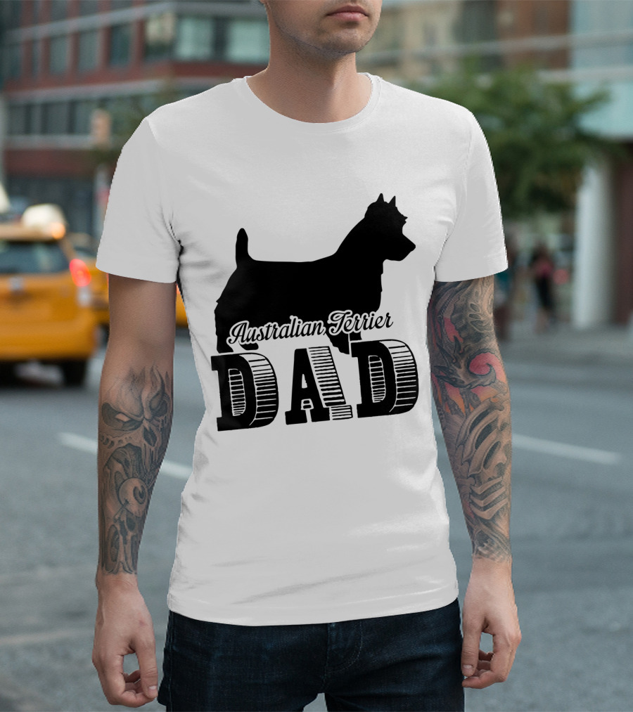 Australian Terrier Dog Silhouette Dad T-Shirt