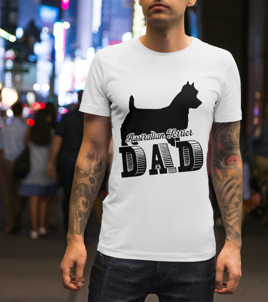 Australian Terrier Dog Silhouette Dad T-Shirt