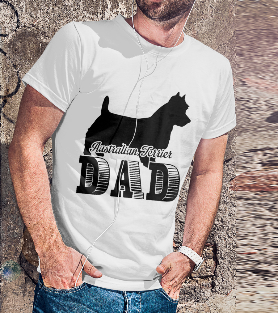 Australian Terrier Dog Silhouette Dad T-Shirt