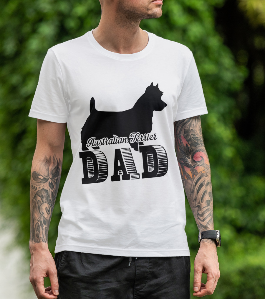 Australian Terrier Dog Silhouette Dad T-Shirt