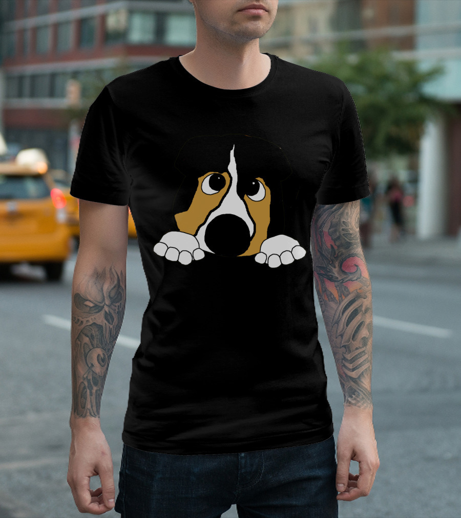 Australian Shepherd Black Tri Peeking Puppy T-Shirt