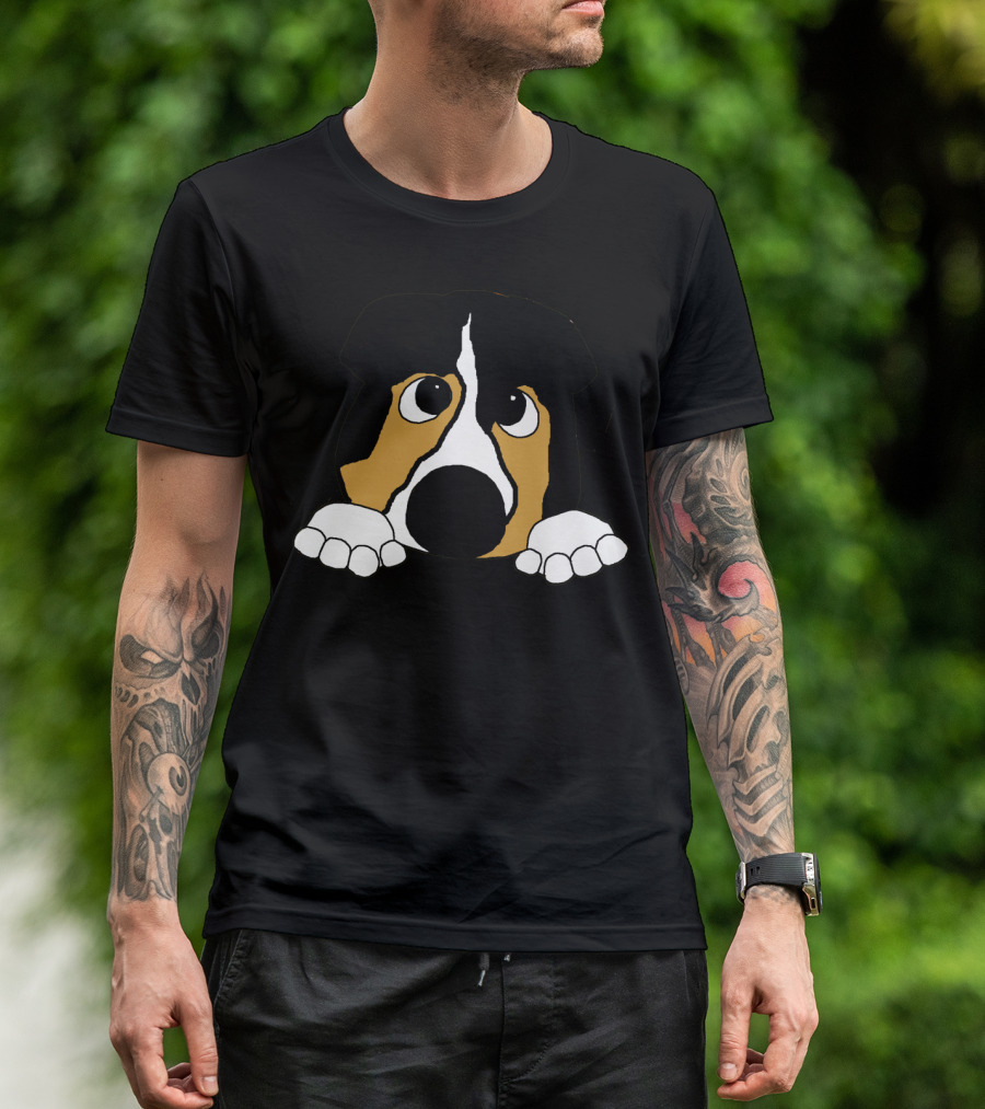 Australian Shepherd Black Tri Peeking Puppy T-Shirt