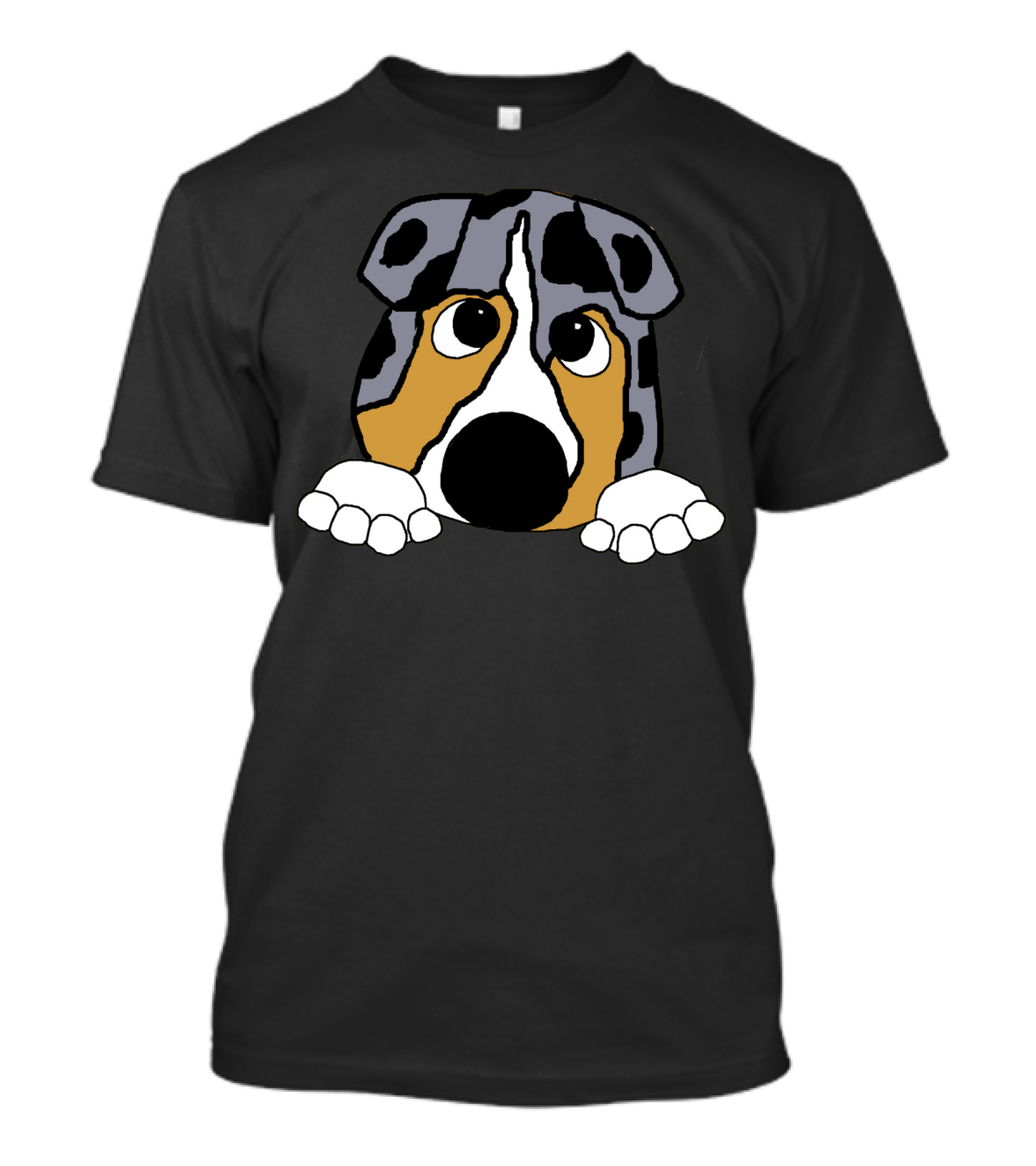 Australian Shepherd Blue Merle Peeking Dog Face T-Shirt