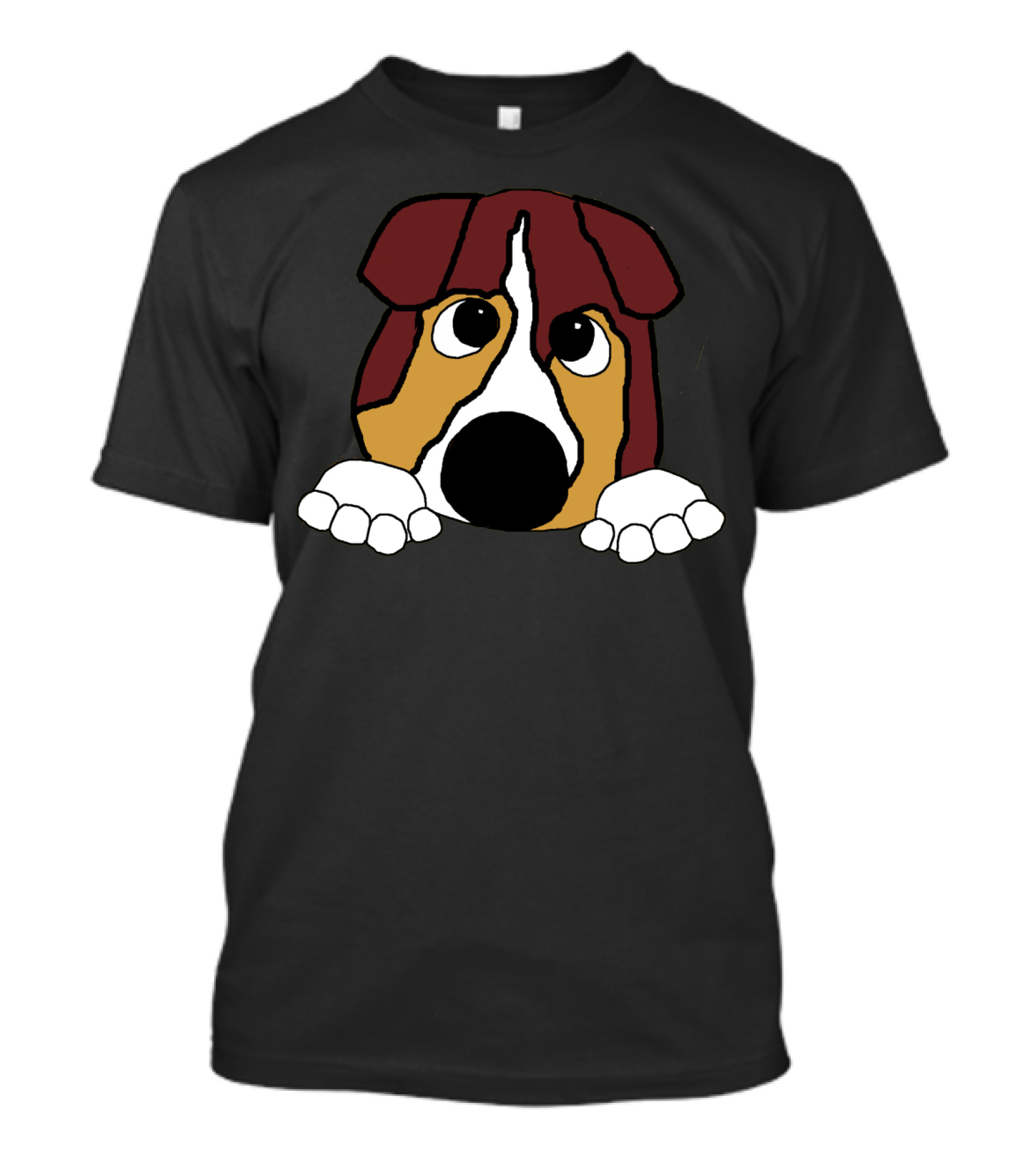 Australian Shepherd Red Tri Peeking Cartoon T-Shirt