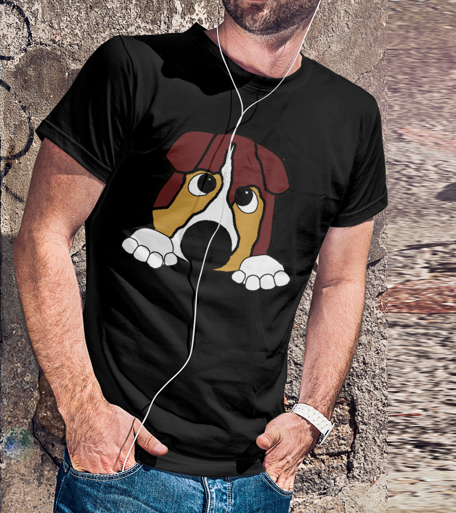 Australian Shepherd Red Tri Peeking Cartoon T-Shirt