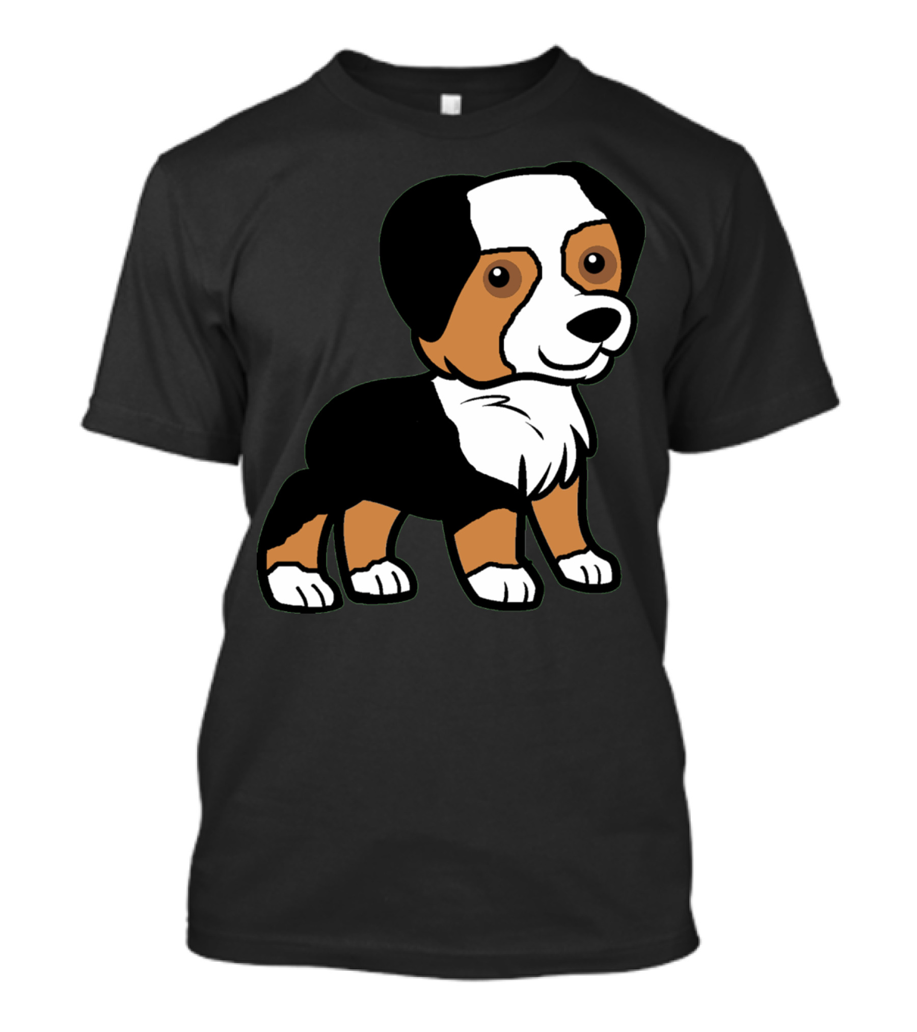 Australian Shepherd Black Tri Cartoon Puppy T-Shirt