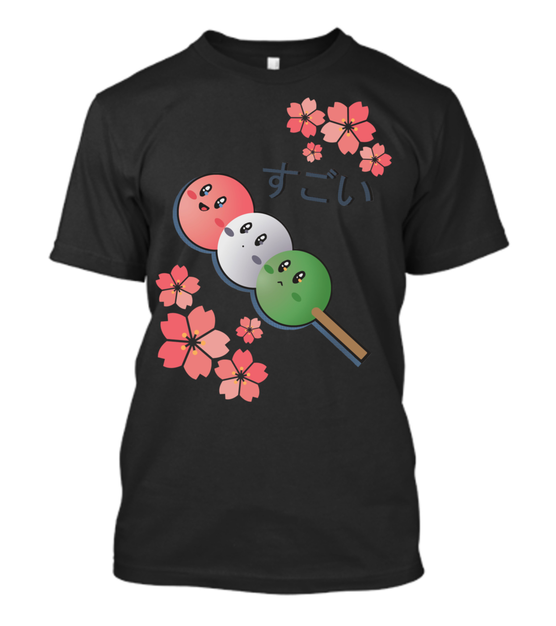 Kirby Dango Trio With Sakura Blossoms And Sugoi Text T-Shirt