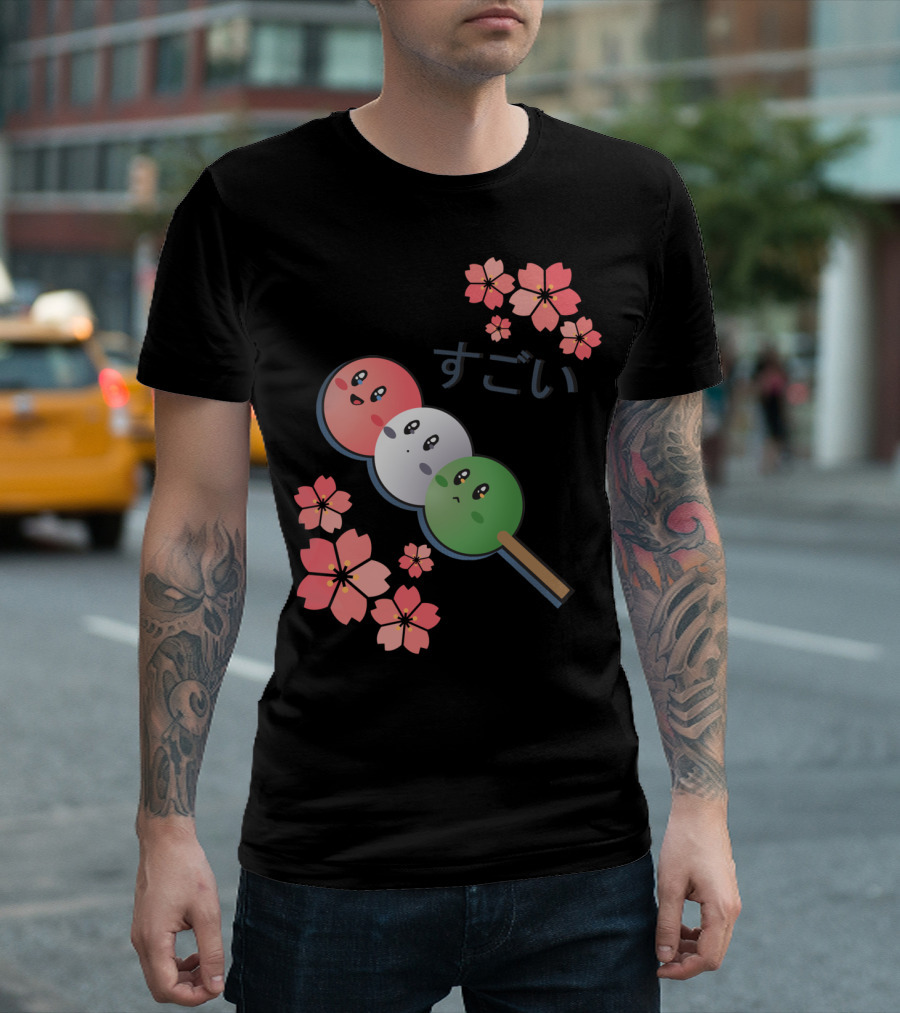 Kirby Dango Trio With Sakura Blossoms And Sugoi Text T-Shirt