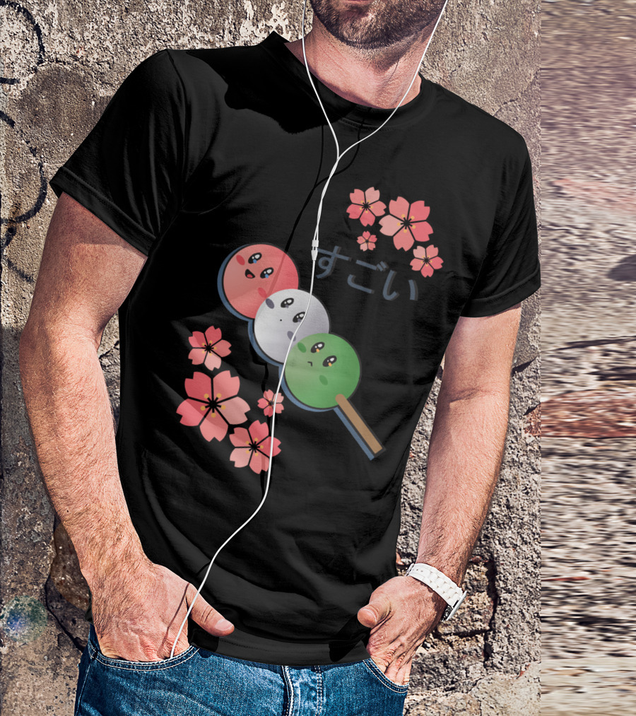 Kirby Dango Trio With Sakura Blossoms And Sugoi Text T-Shirt