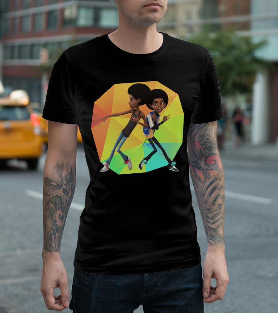 The Afro Boys Danish Colorful Geometric Background T-Shirt