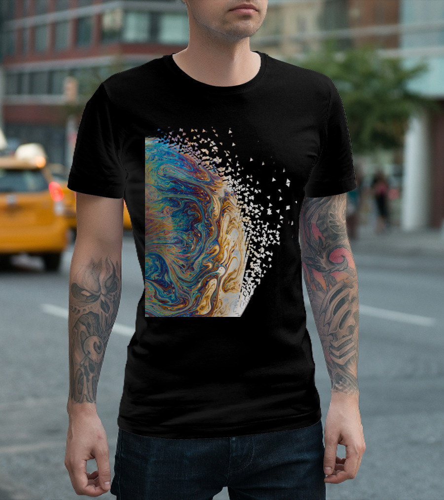 Dissipation Of A Marbled Liquid Planet With Fragmenting Triangle T-Shirt