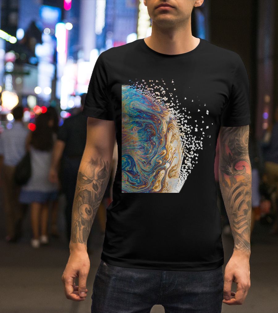 Dissipation Of A Marbled Liquid Planet With Fragmenting Triangle T-Shirt
