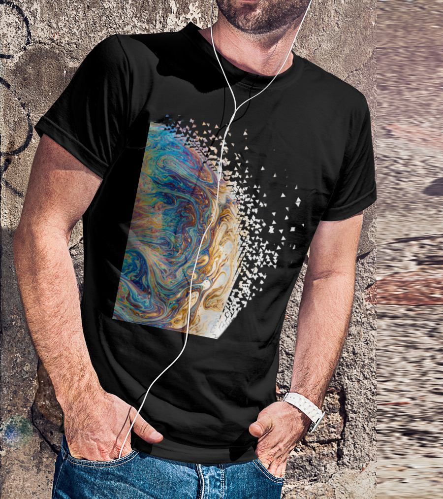 Dissipation Of A Marbled Liquid Planet With Fragmenting Triangle T-Shirt