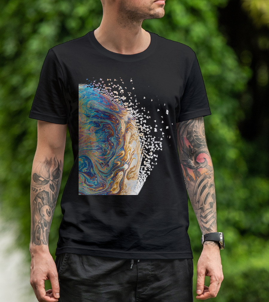 Dissipation Of A Marbled Liquid Planet With Fragmenting Triangle T-Shirt