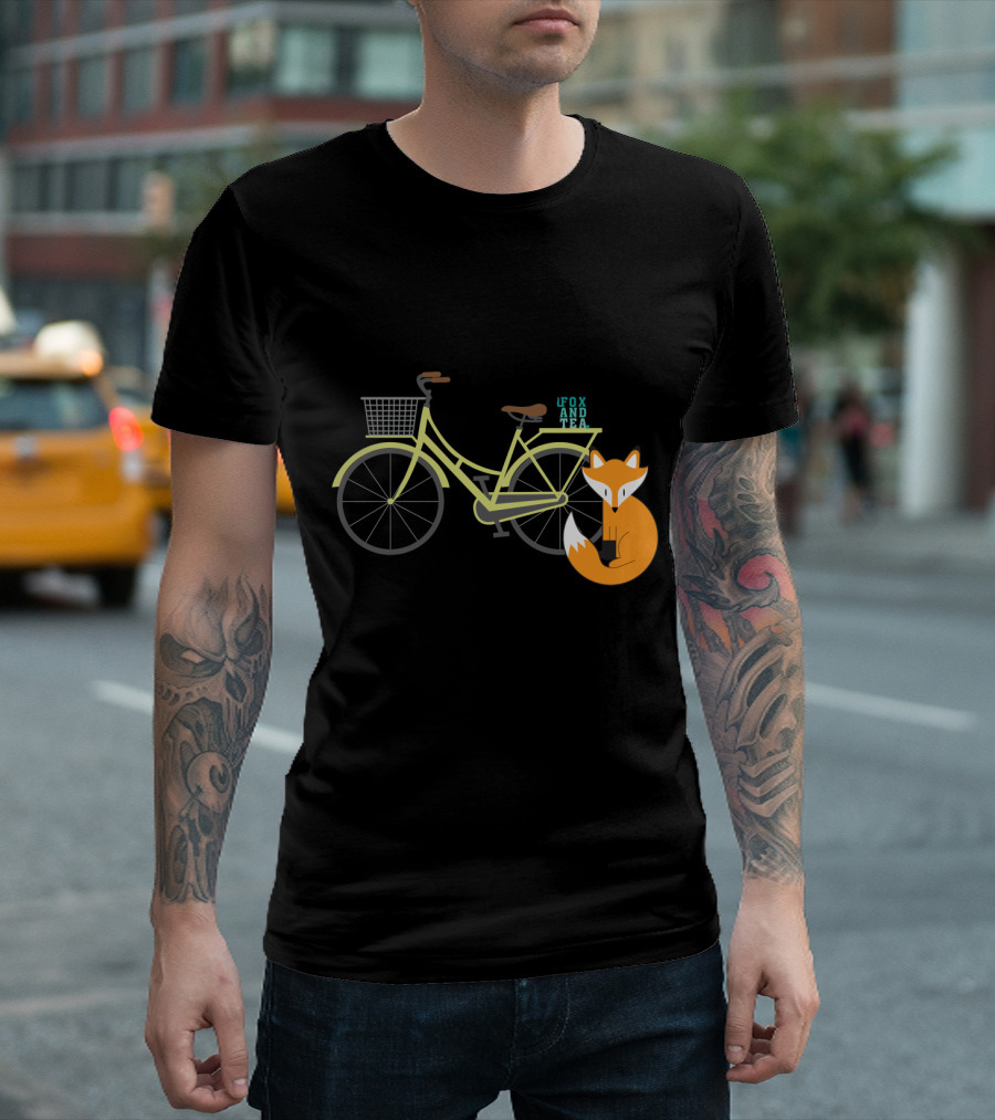 Fox And Tea Vintage Bicycle With Orange Fox T-Shirt