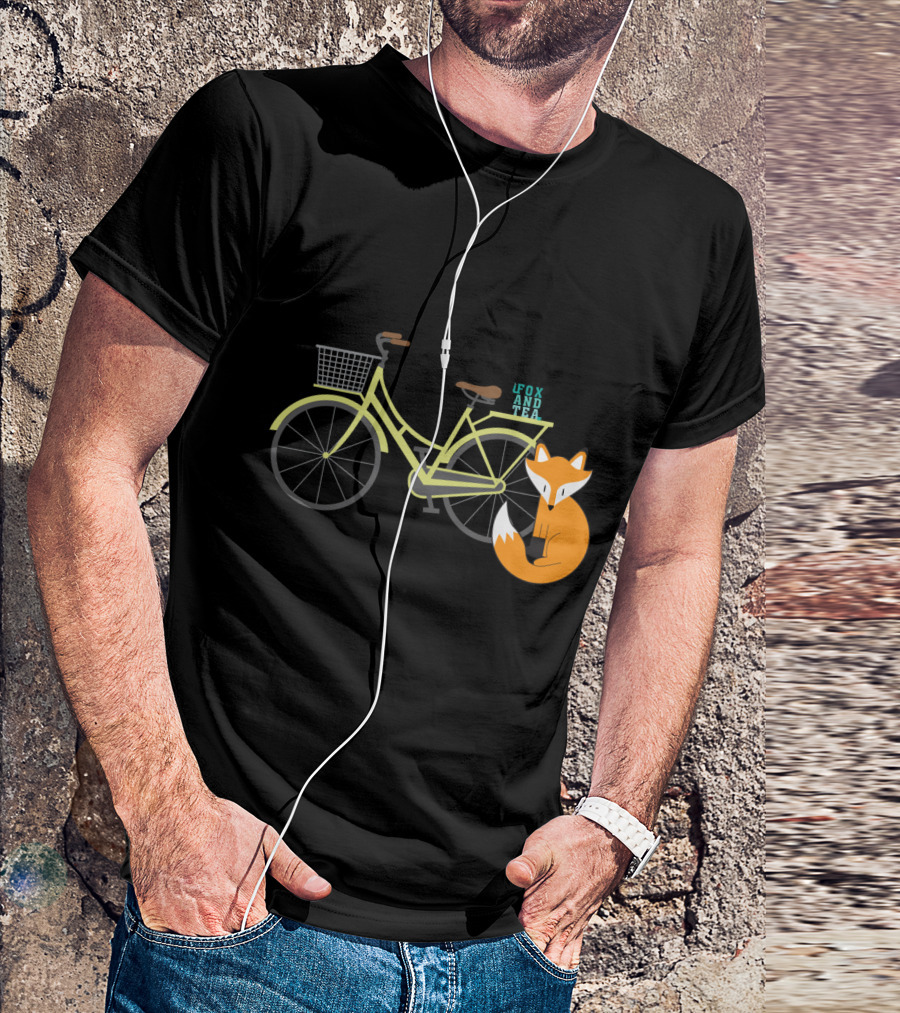 Fox And Tea Vintage Bicycle With Orange Fox T-Shirt