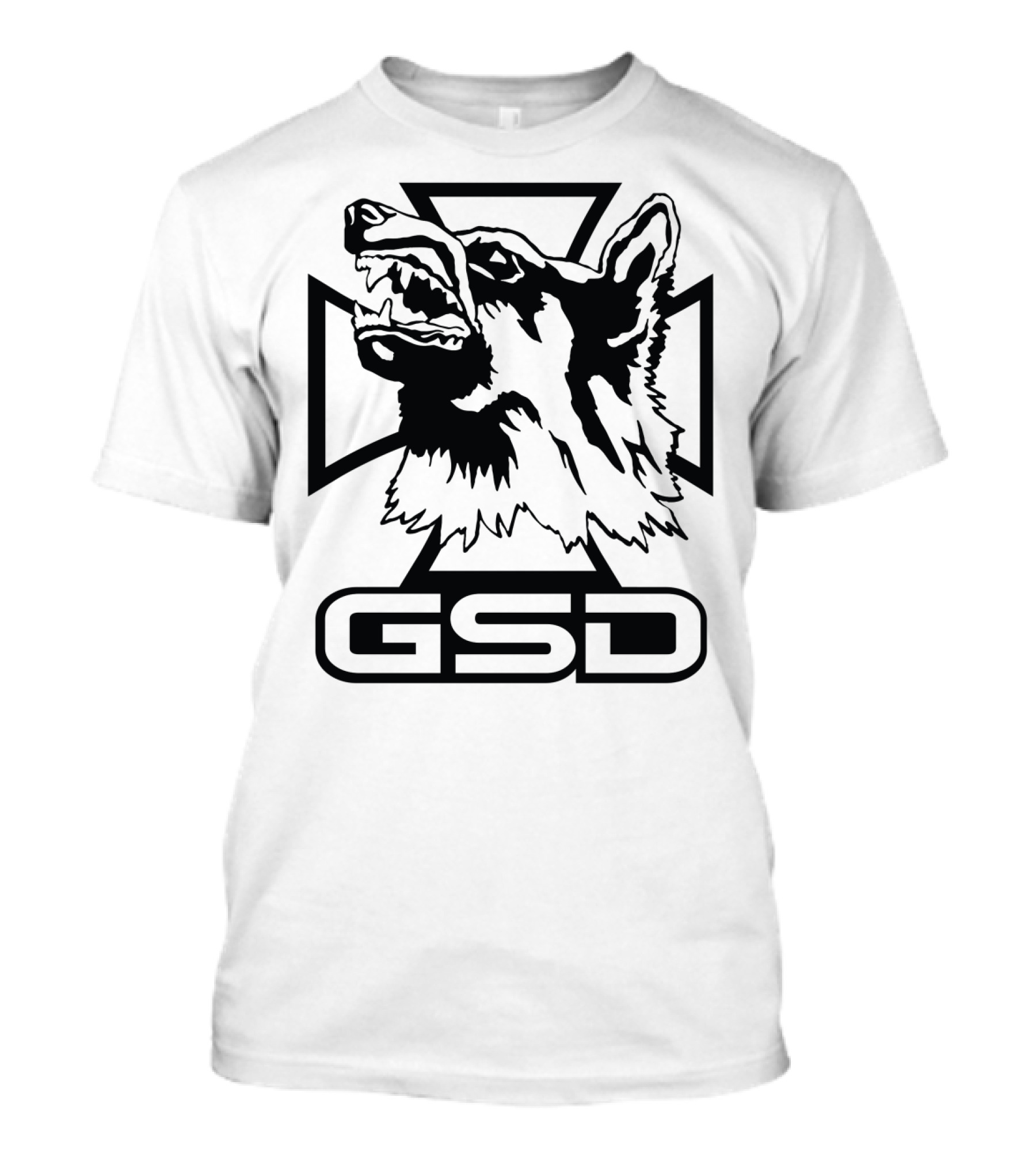 German Shepherd Head With Iron Cross GSD Motif T-Shirt