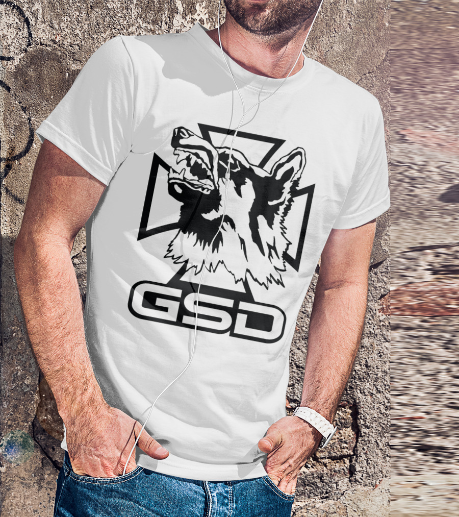 German Shepherd Head With Iron Cross GSD Motif T-Shirt