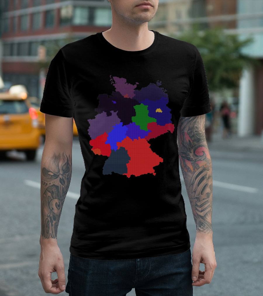 Germany Pixelated Map Colorful Regions T-Shirt