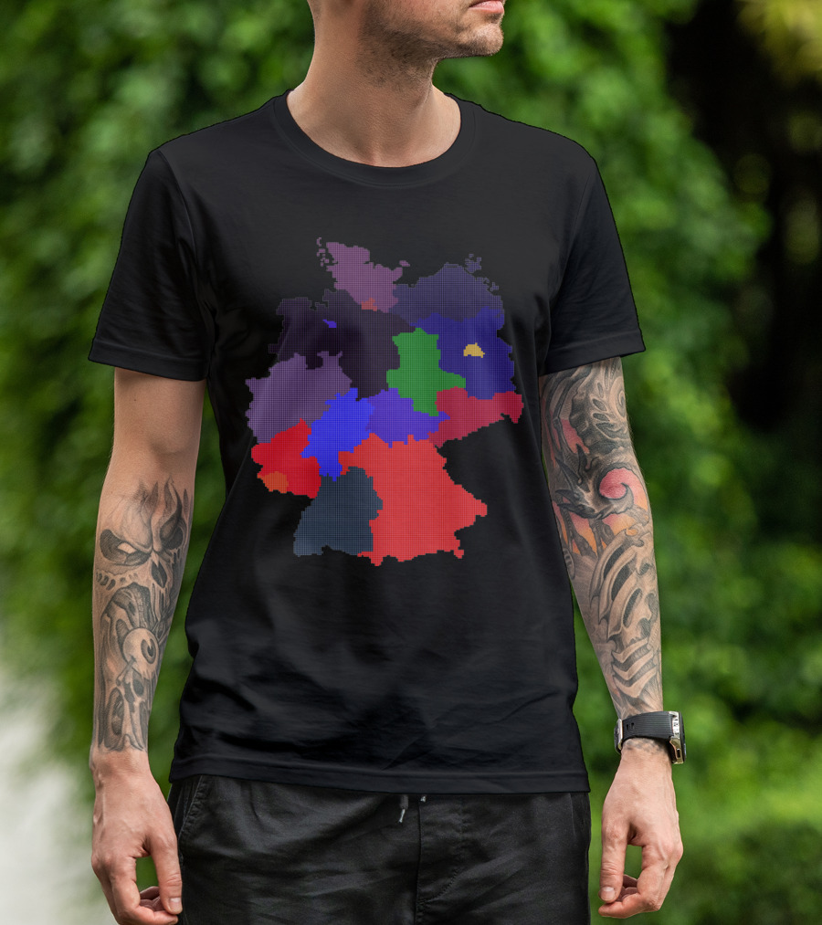 Germany Pixelated Map Colorful Regions T-Shirt