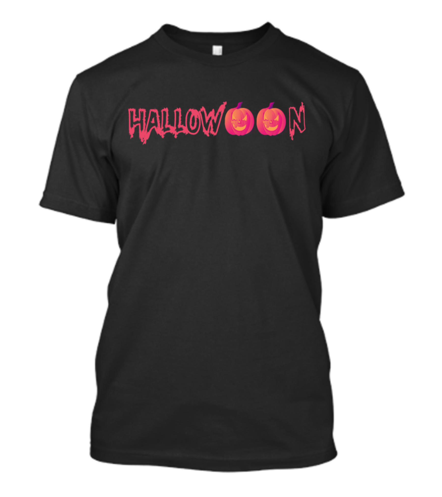 Halloween Hallowooon Red Text With Pumpkin Faces T-Shirt