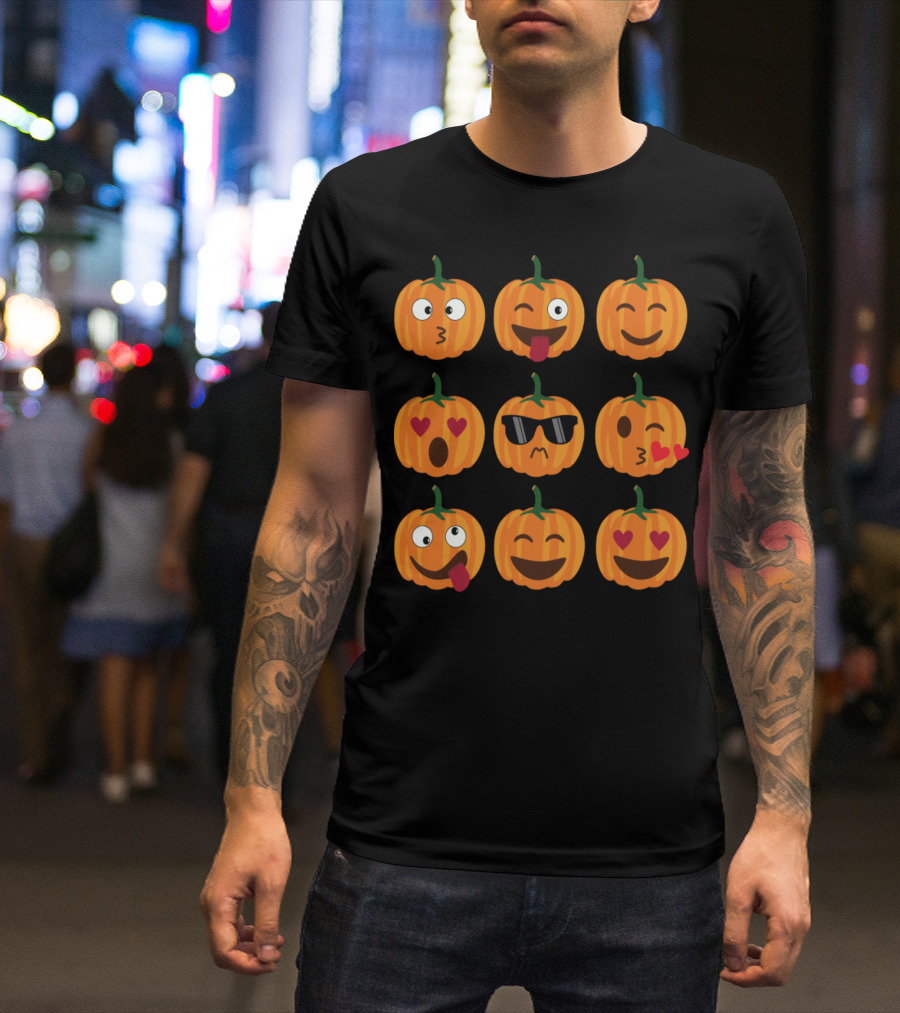 Expressions Of The Cute Scary Pumpkins Emojis T-Shirt