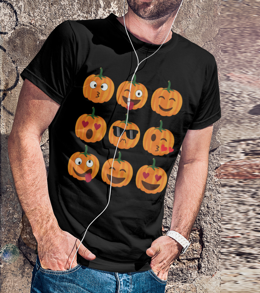 Expressions Of The Cute Scary Pumpkins Emojis T-Shirt