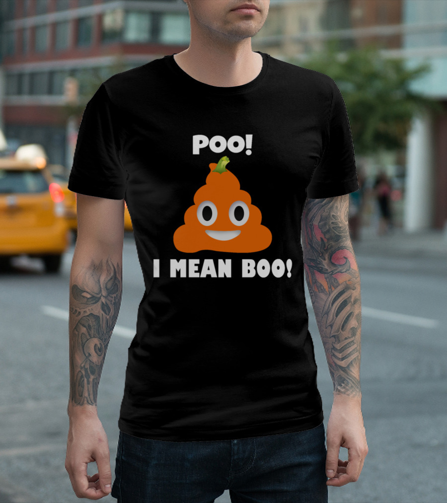 Poo I Mean Boo Emoji Pumpkin Halloween Joke T-Shirt