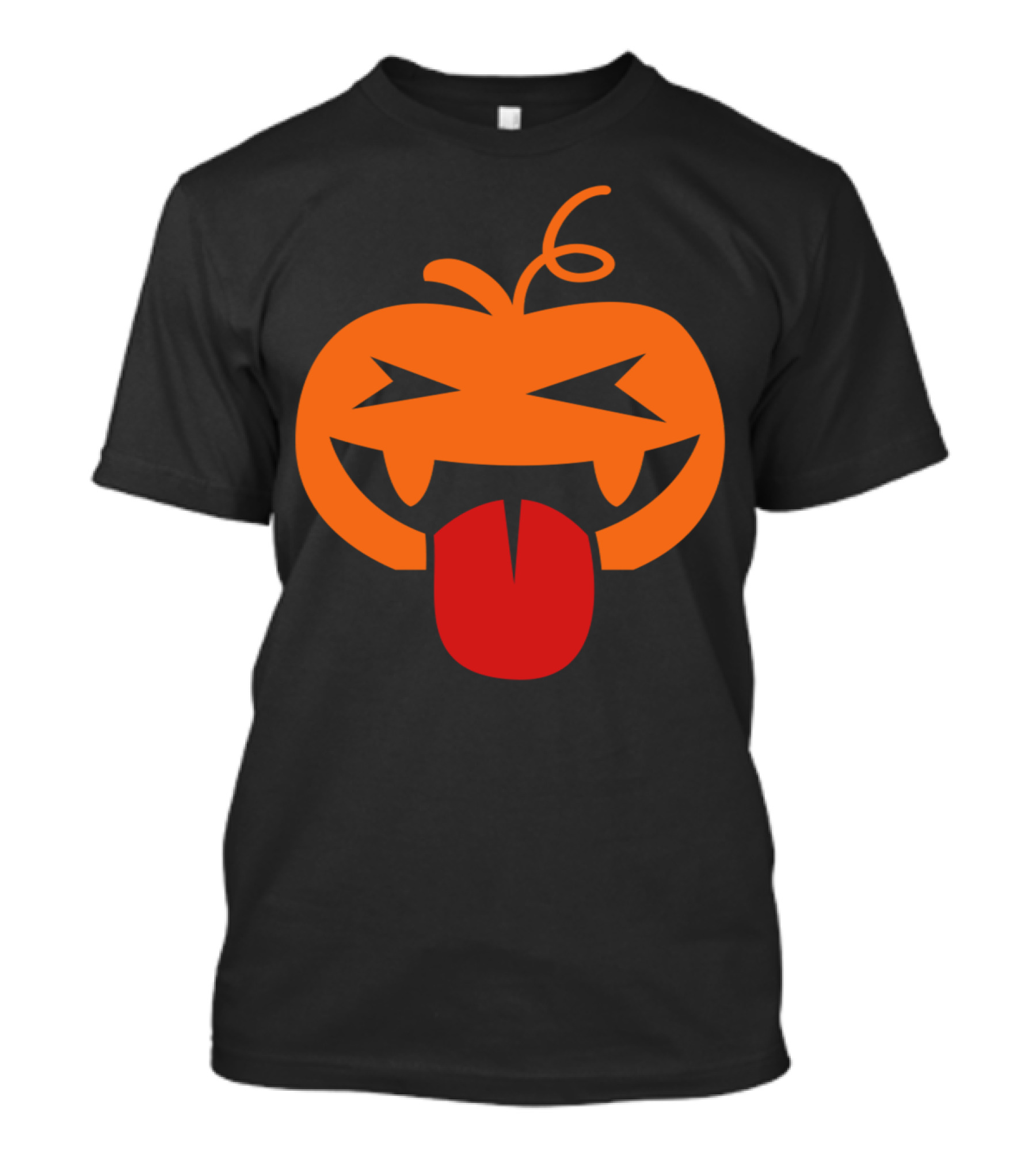 Halloween Crazy Tongue Lickin Pumpkin Face With Bold Expression T-Shirt