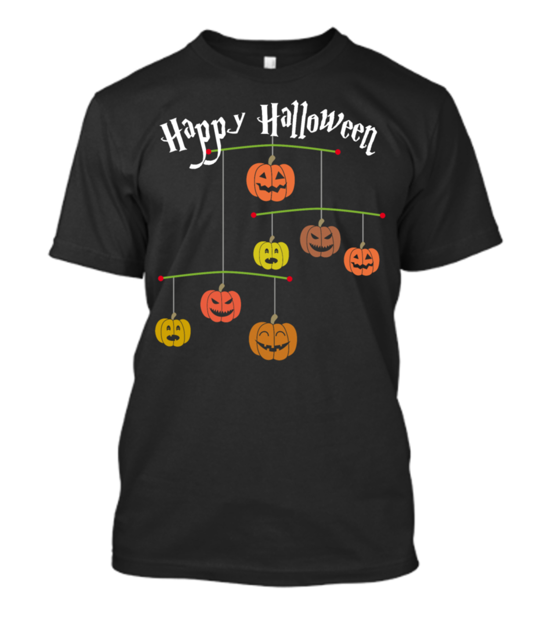 Happy Halloween Pumpkin Mobile With Spooky Faces Hanging Decoration T-Shirt