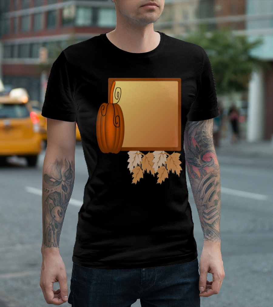 Autumn Pumpkin Frame with Falling Leaves T-Shirt