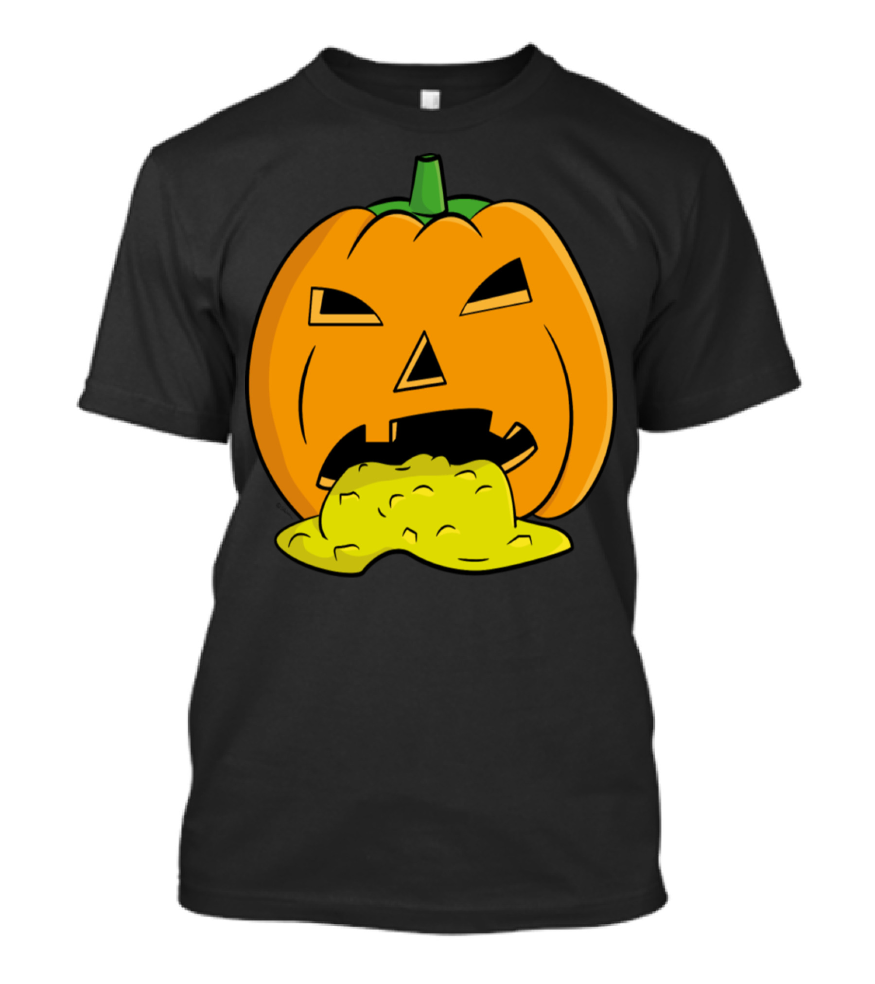 Puking Pumpkin Halloween Jack-O'-Lantern Face With Vomiting Expression T-Shirt