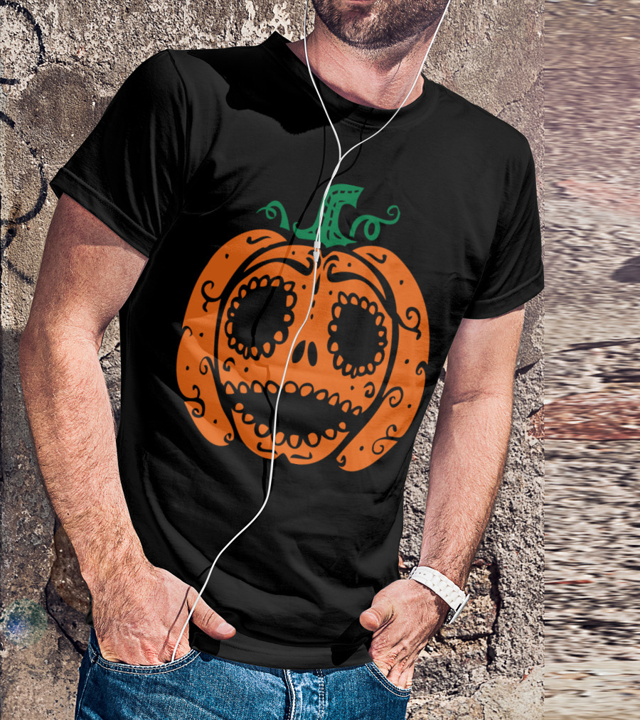 Sugar Skull Pumpkin Halloween Festival T-Shirt