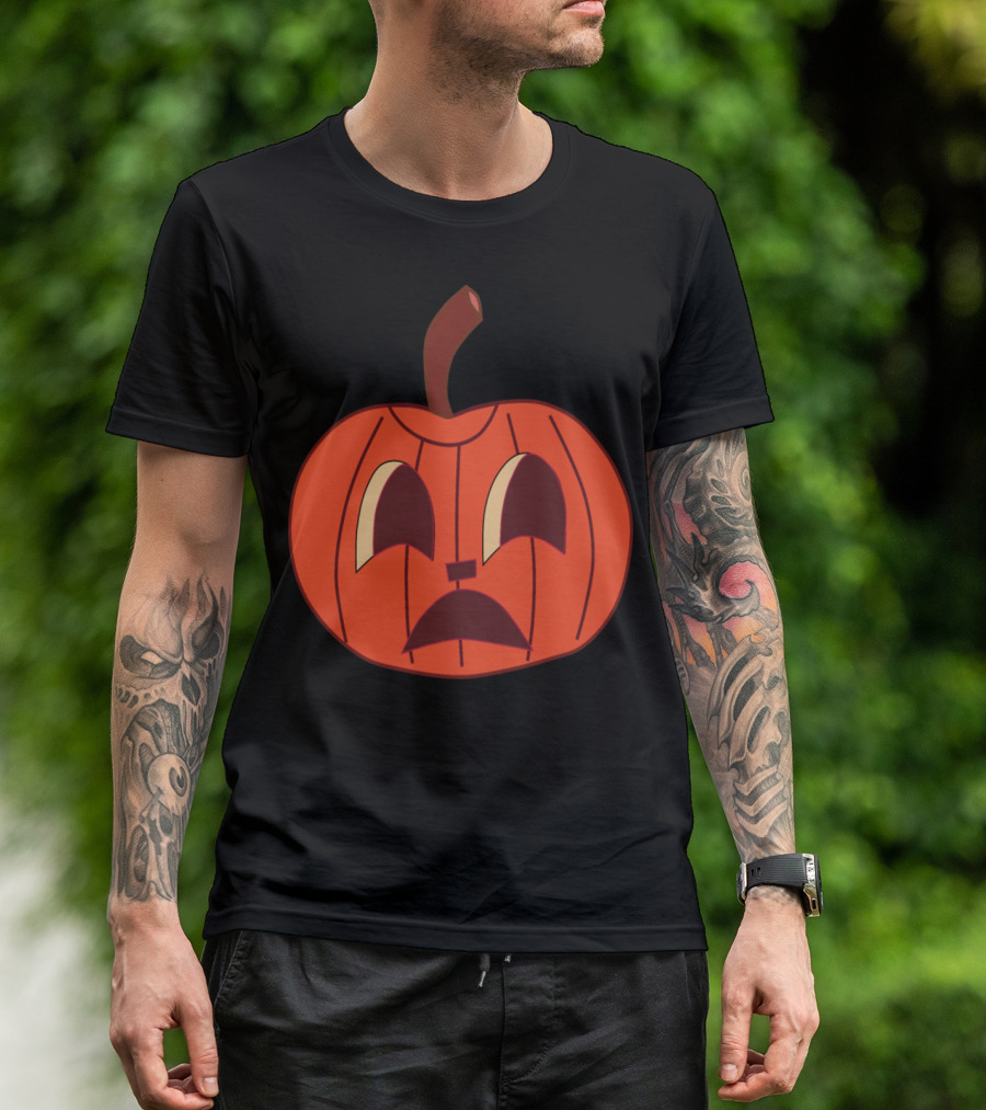 Cartoon Jack-O'-Lantern Face With Upset Expression T-Shirt