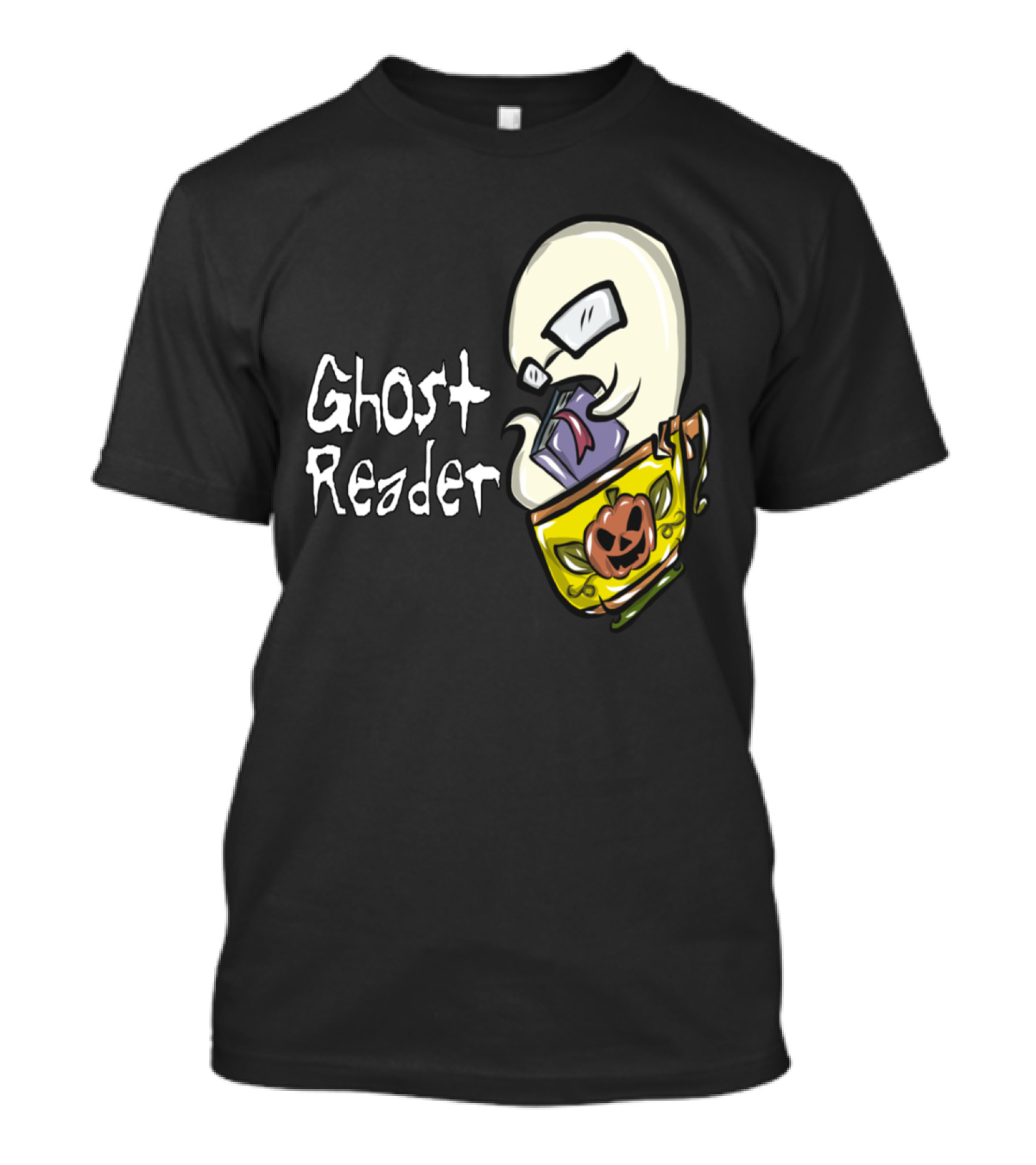 Ghost Reader With Halloween Pumpkin Book T-Shirt