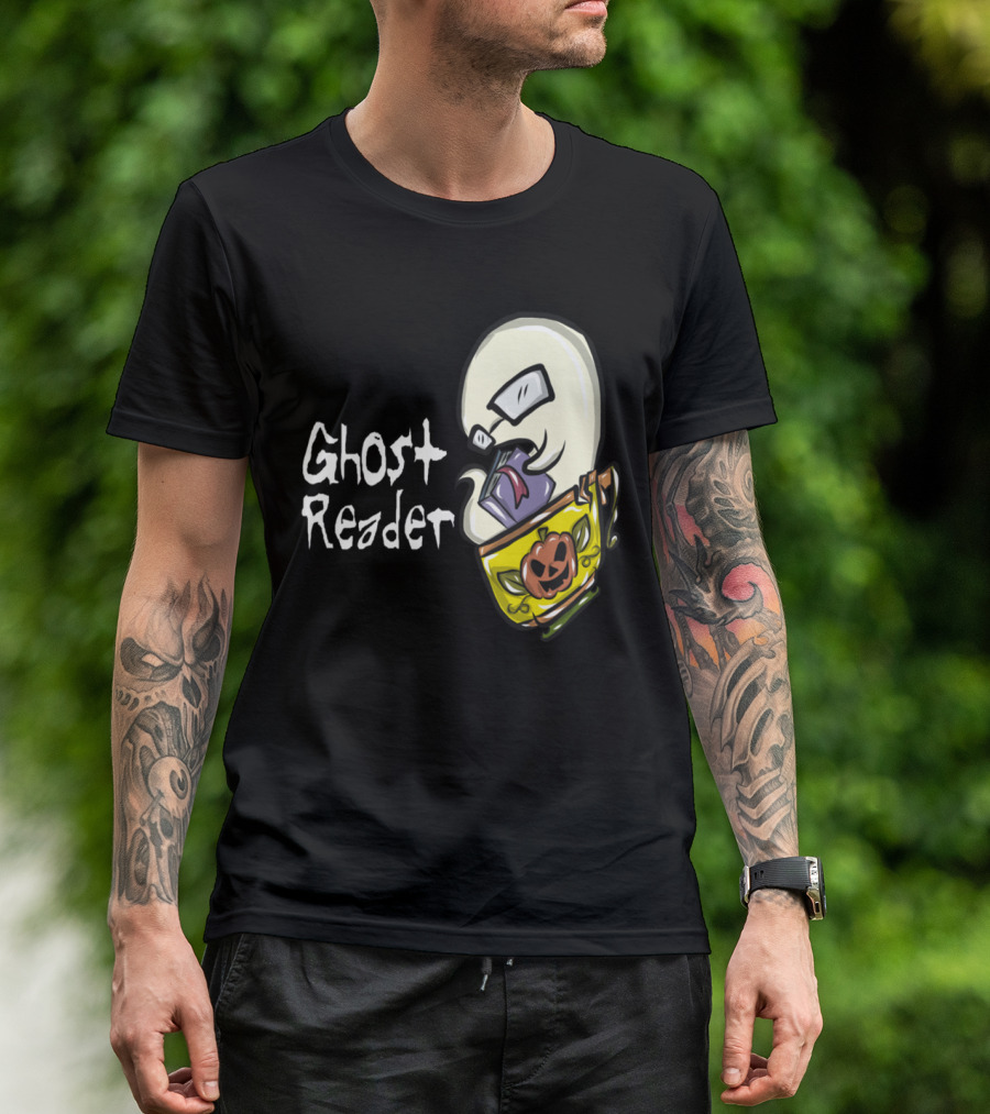Ghost Reader With Halloween Pumpkin Book T-Shirt