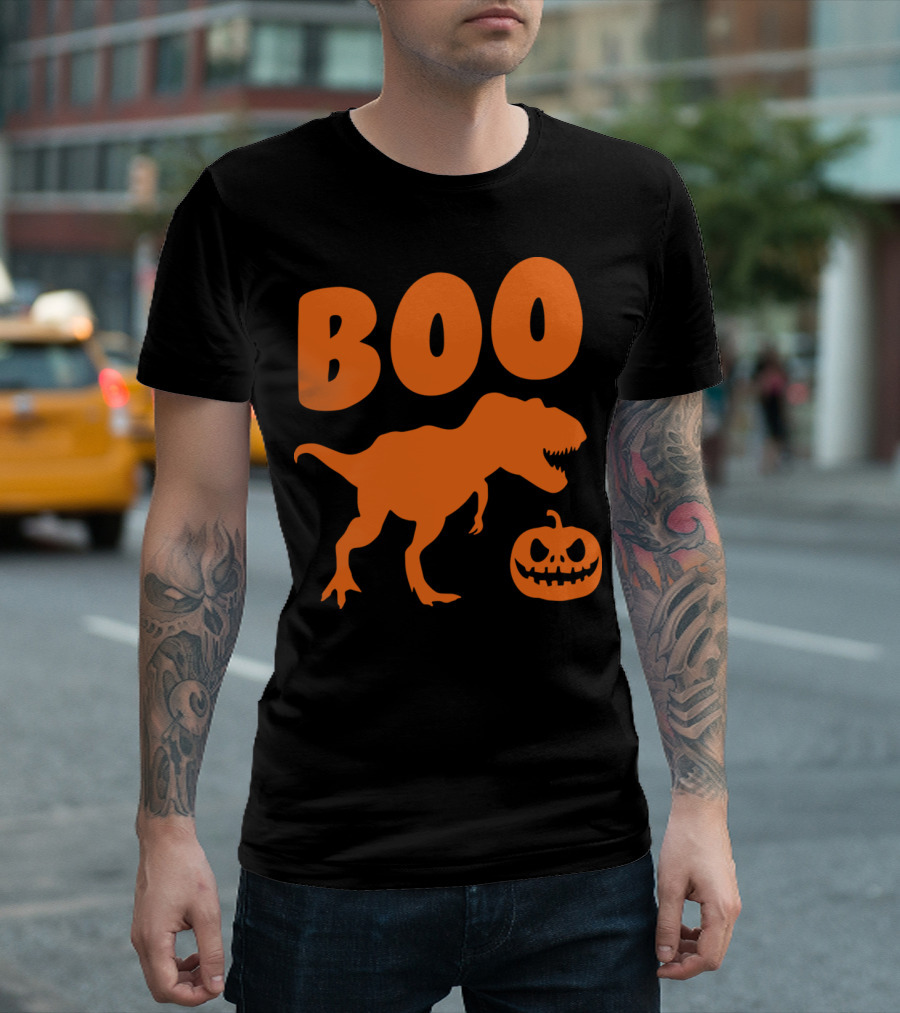 BOO T-Rex Pumpkin Halloween T-Shirt