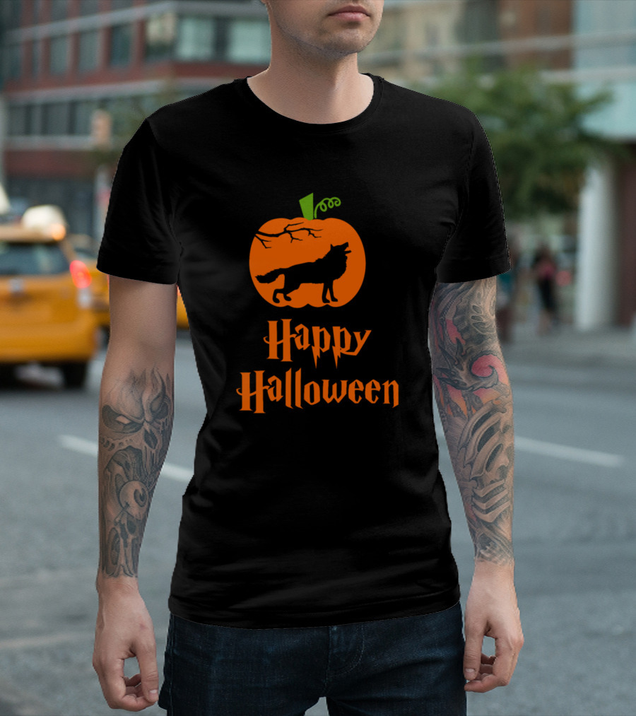 Happy Halloween Pumpkin Wolf T-Shirt