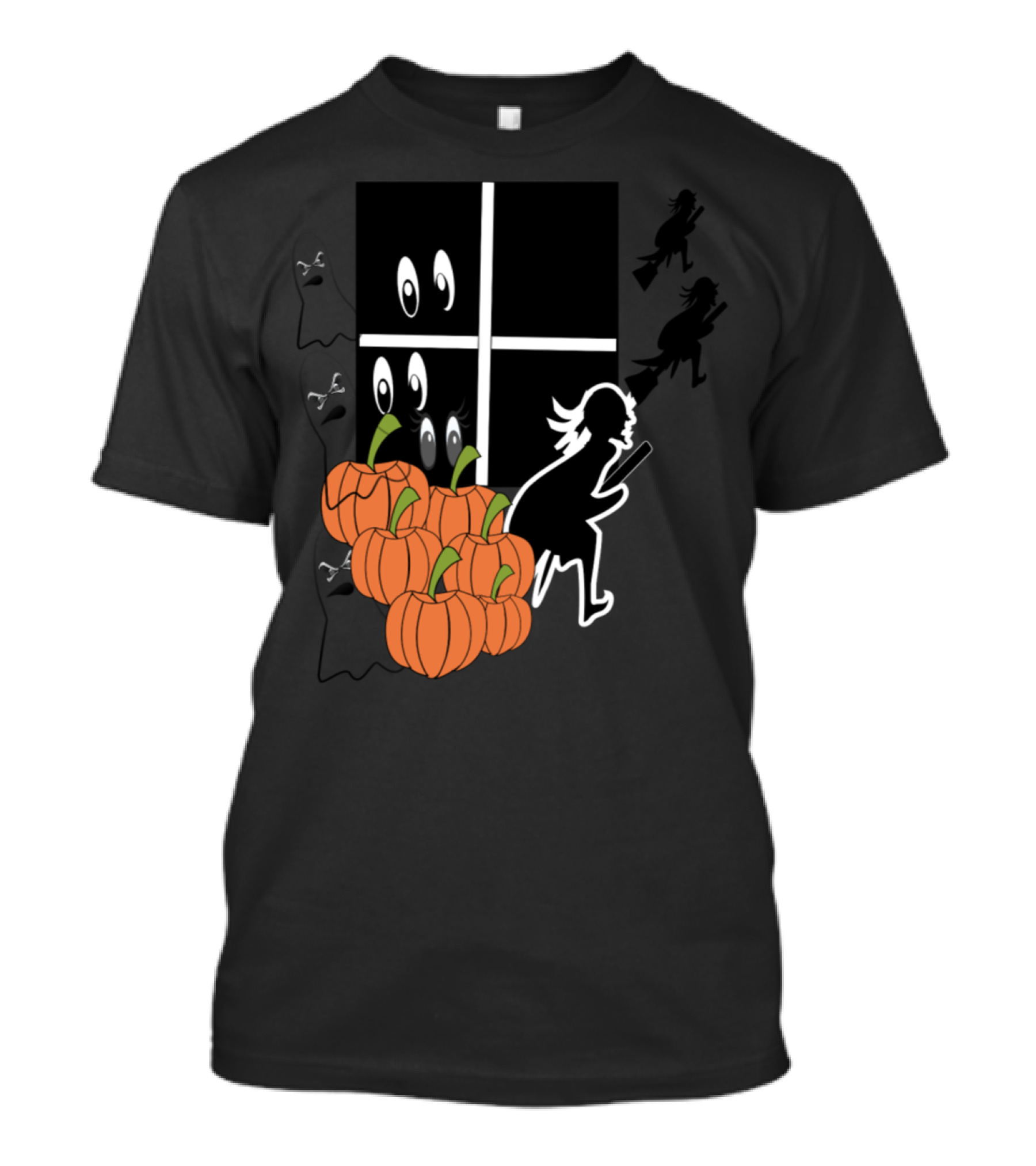 Halloween Ghosts Pumpkins Witch And Trick-or-Treater T-Shirt