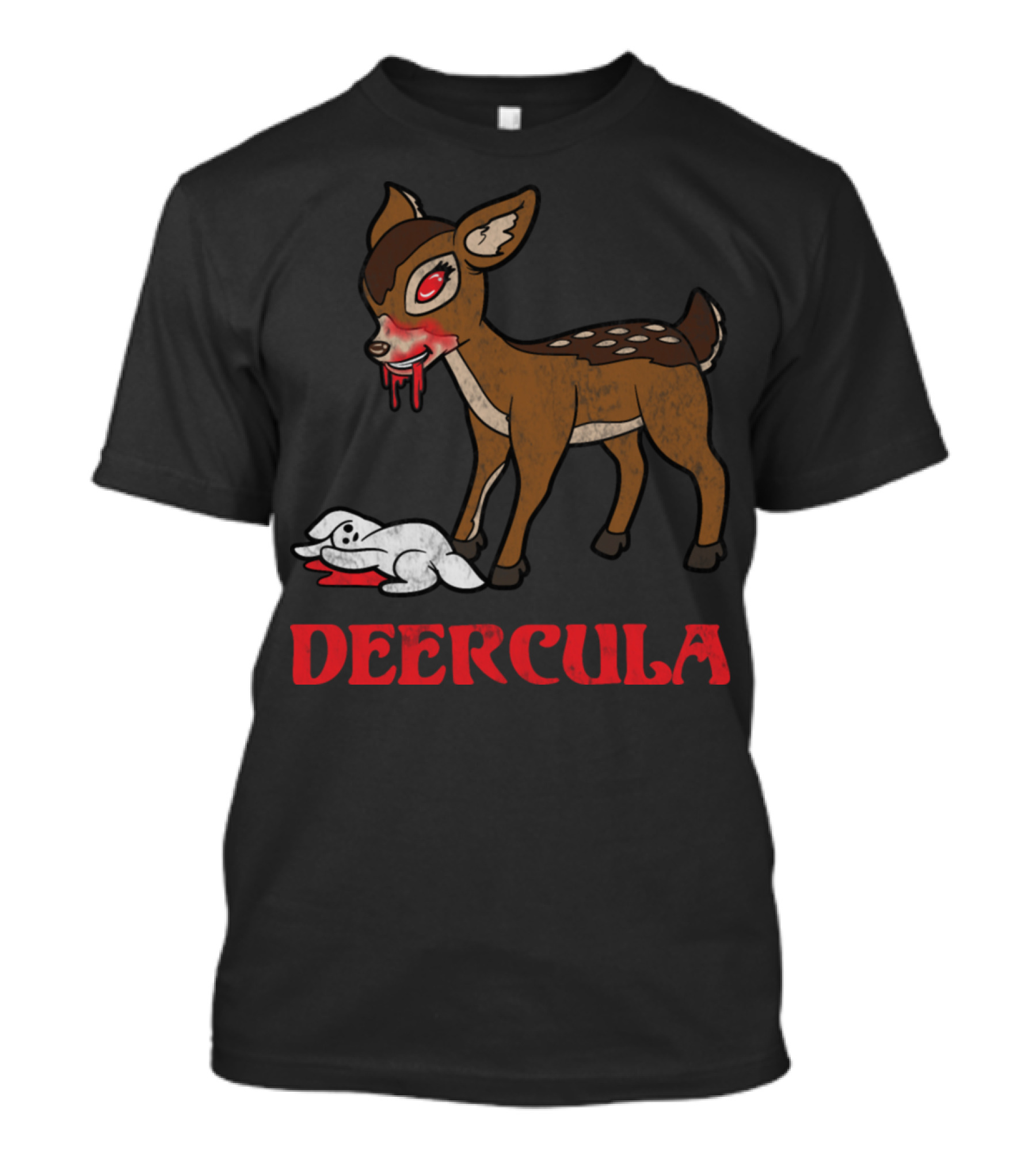 Deercula Retro Vintage Halloween Horror Deer Rabbit Bunny T-Shirt