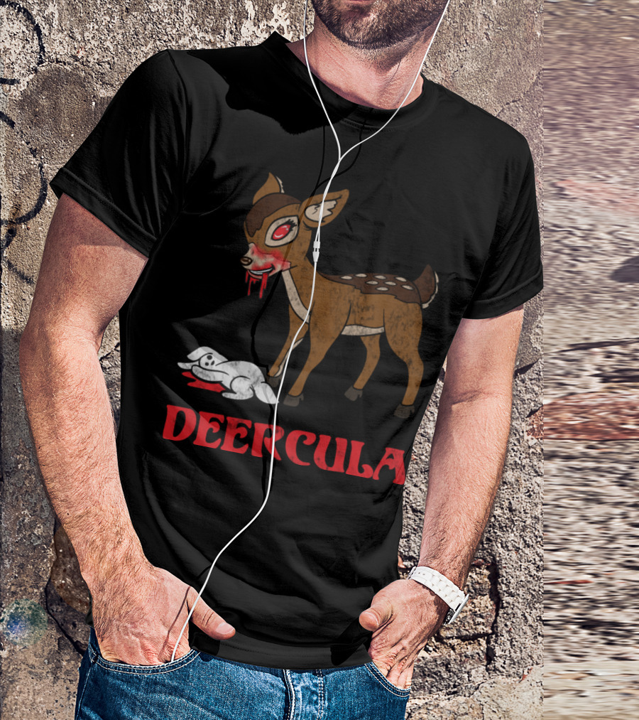 Deercula Retro Vintage Halloween Horror Deer Rabbit Bunny T-Shirt