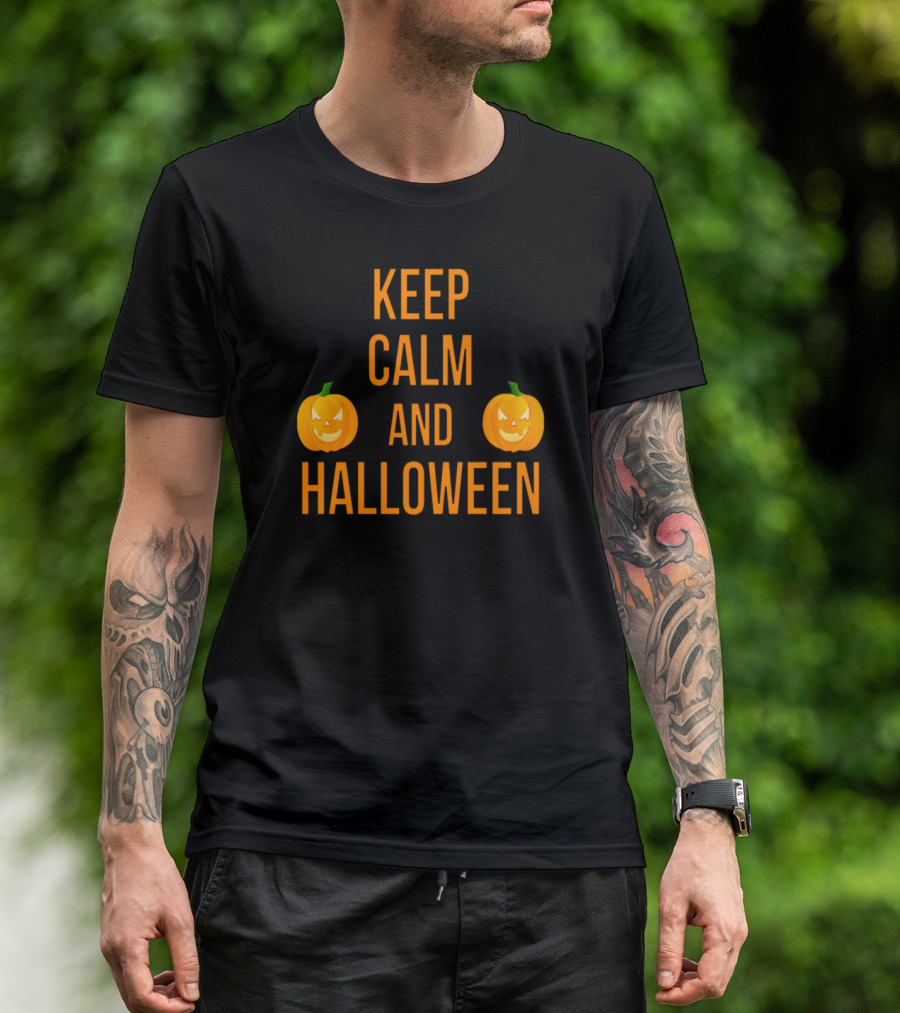 KEEP CALM AND HALLOWEEN PUMPKINS BLACK ORANGE T-Shirt
