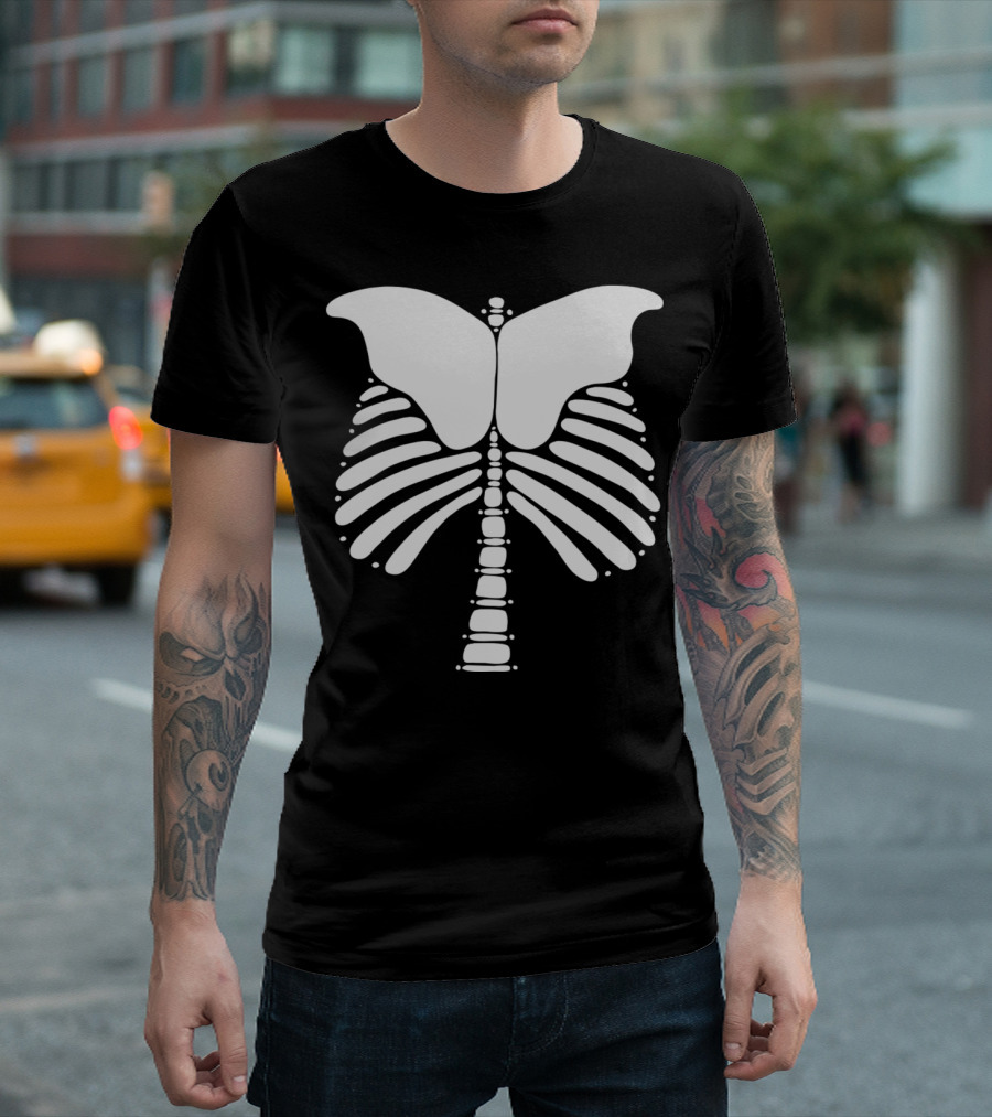 Skeleton Butterfly Ribcage Vector T-Shirt