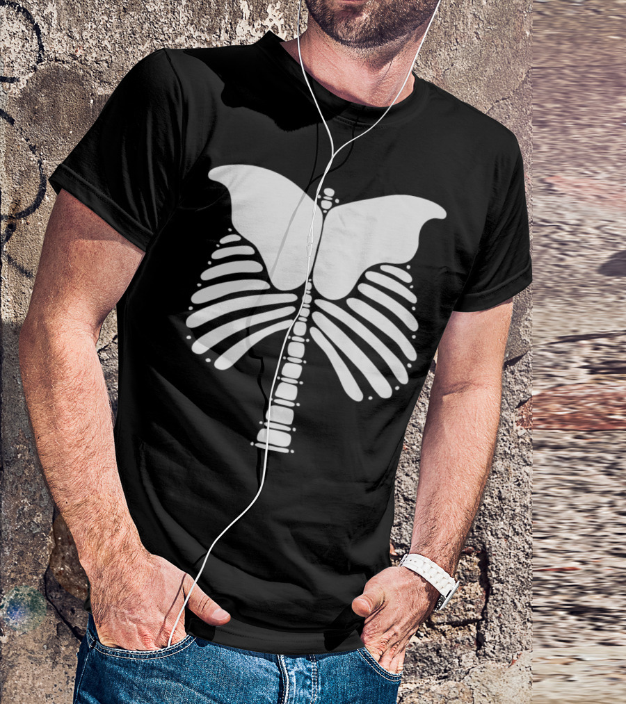 Skeleton Butterfly Ribcage Vector T-Shirt