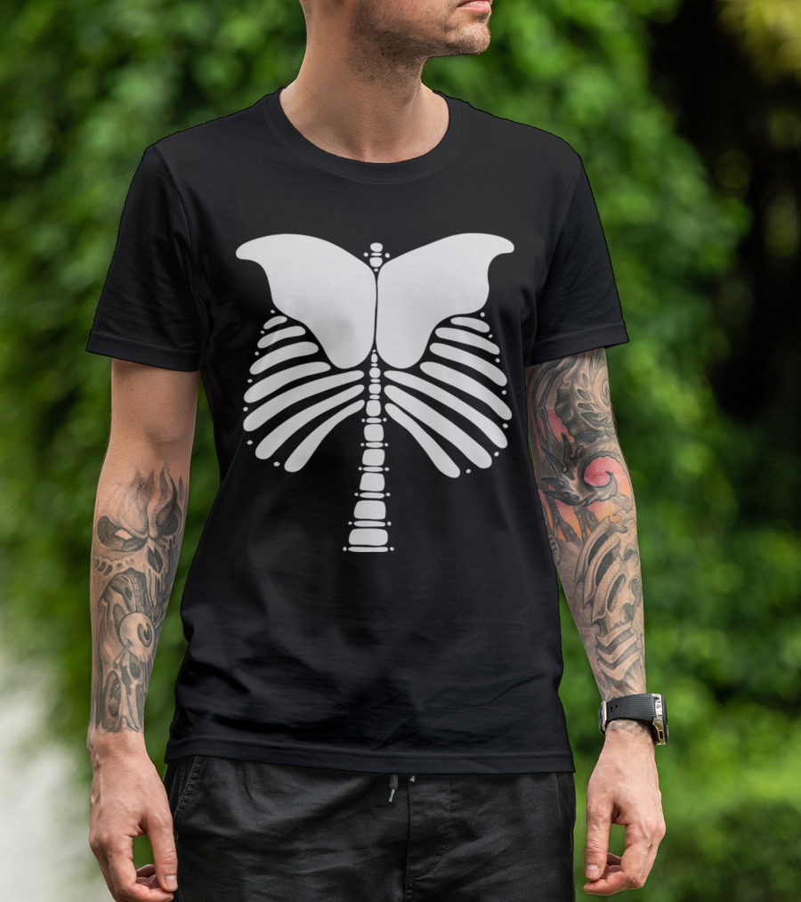 Skeleton Butterfly Ribcage Vector T-Shirt