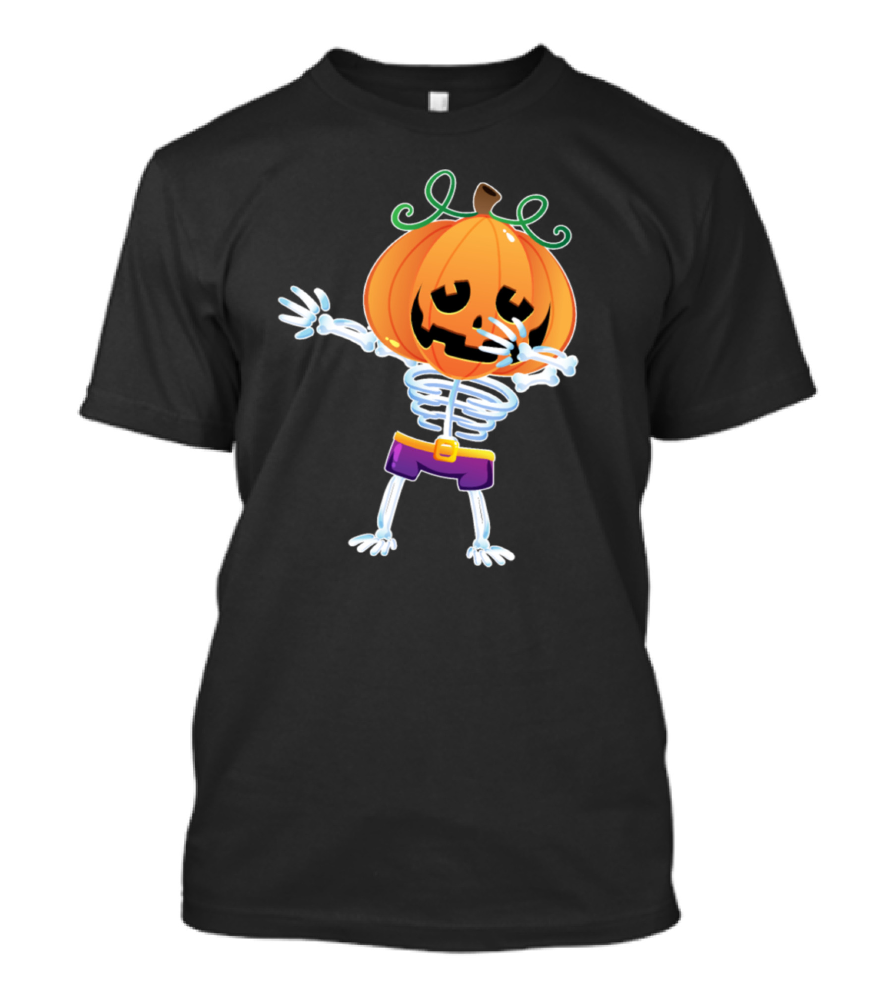 Halloween Skeleton Dabbing Pumpkin Head T-Shirt