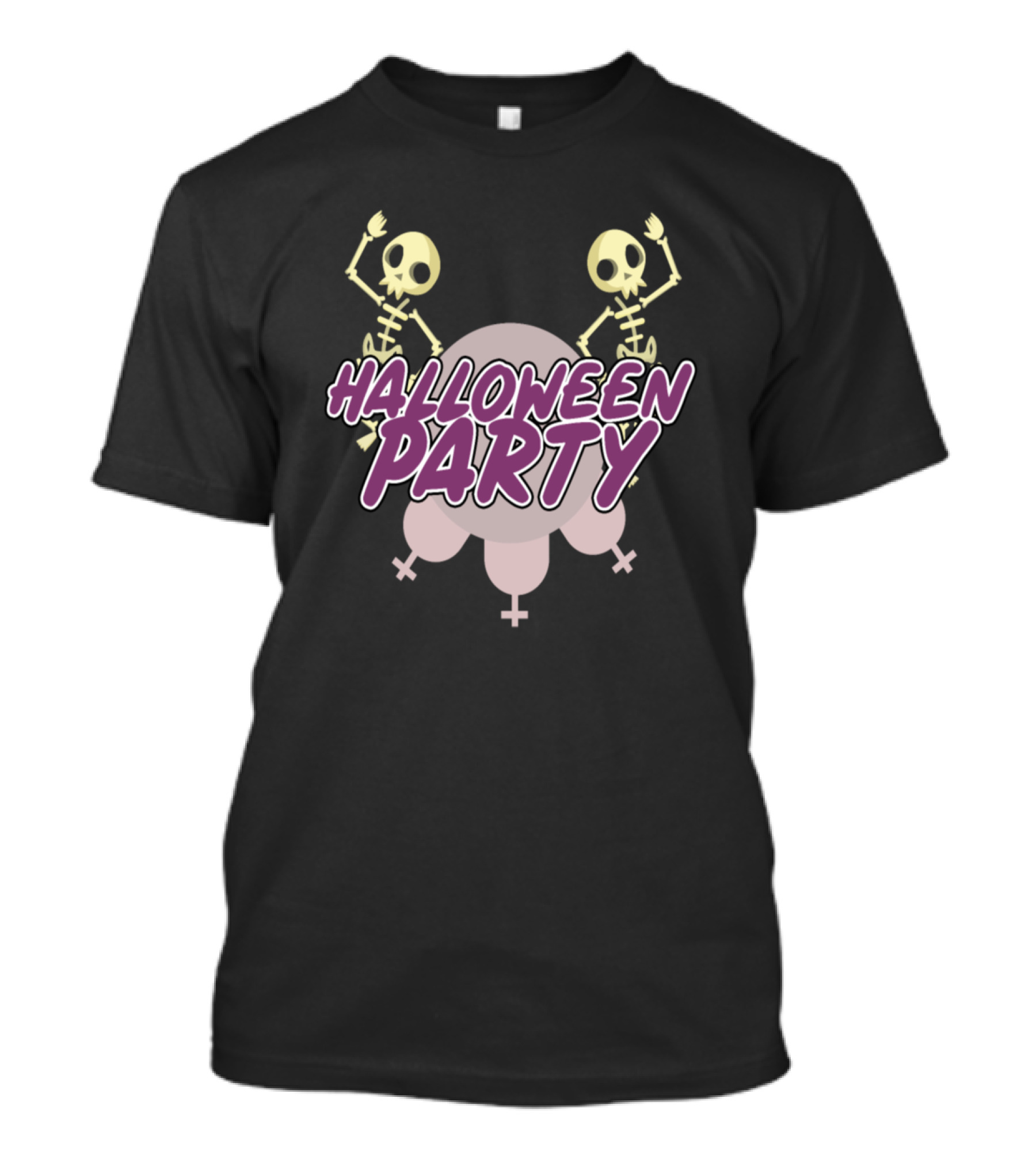 Halloween Skeleton Party Fun With Dancing Icons T-Shirt